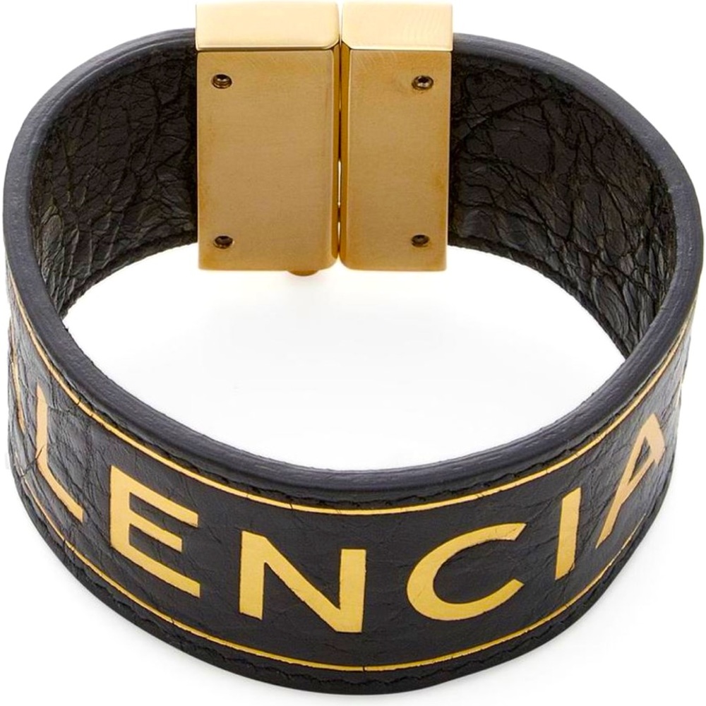 Brand New!!! Black Leather Logo Balenciaga Cuff Bracelet